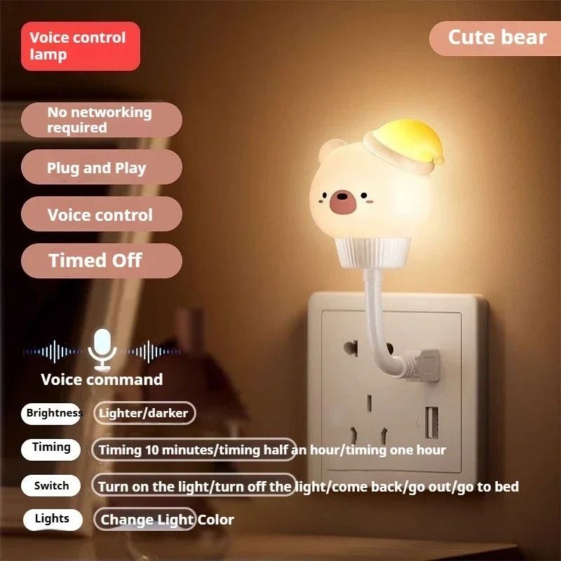 Cute Cartoon Voice Control LED Night Light 6
