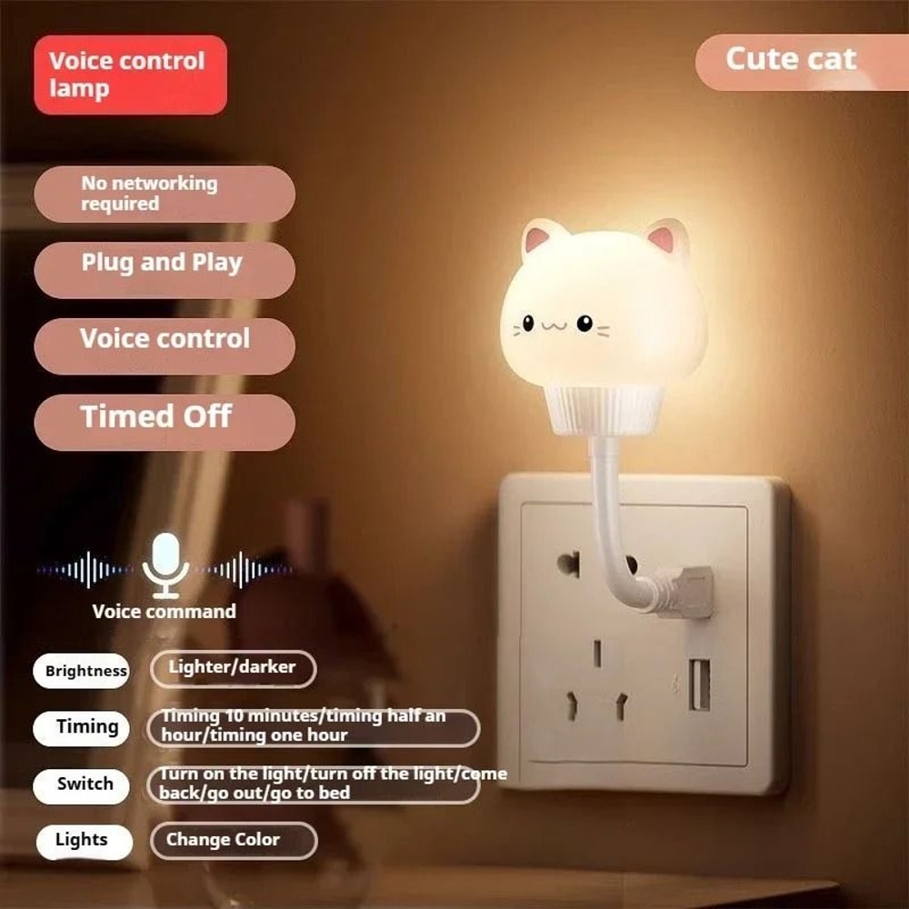 Cute Cartoon Voice Control LED Night Light 8