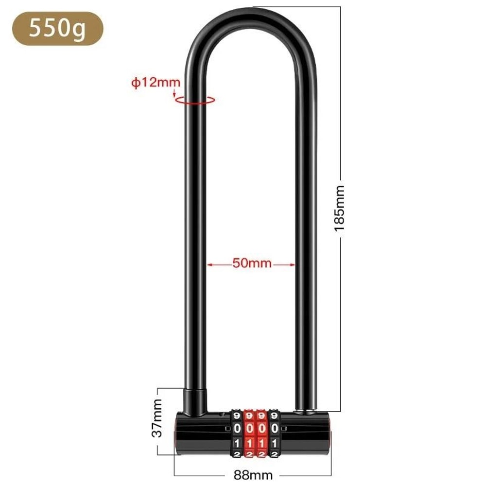 Extended UShaped AntiTheft Combination Lock 8