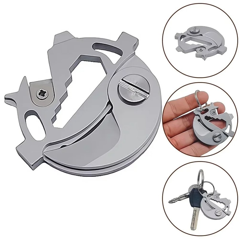 Coin Round Stainless Steel Multifunction Folding Tool 1