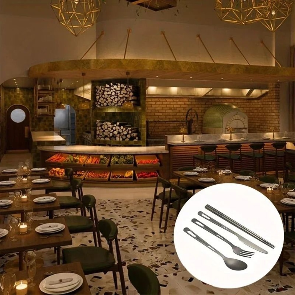 IndustrialStandard Pure Titanium Camping Utensil Set 4