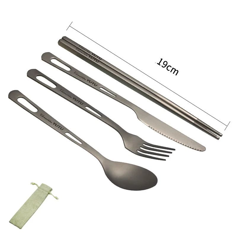 IndustrialStandard Pure Titanium Camping Utensil Set 6