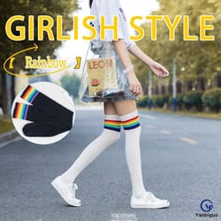 over-knee rainbow knit thigh high socks