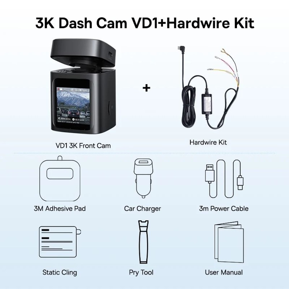 Baseus 3K Dash Cam VD1 Front And Rear 7