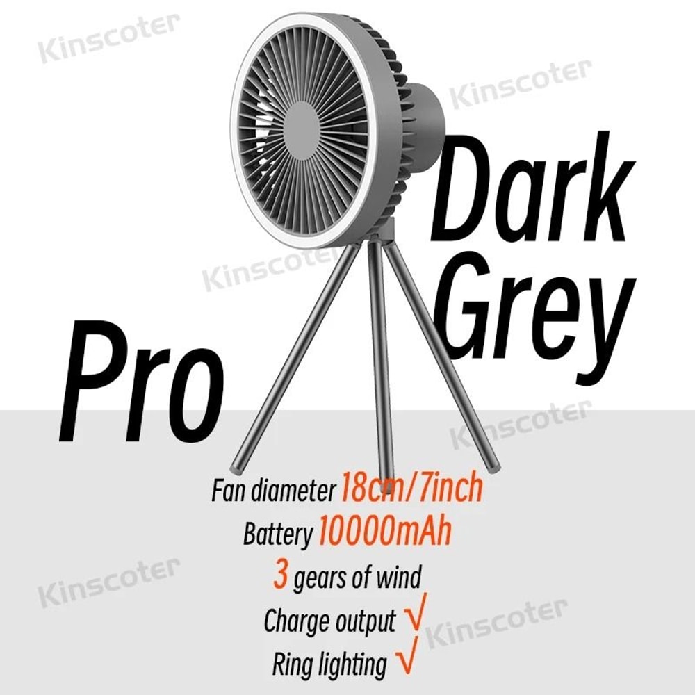 Portable Rechargeable Camping Fan With LED Lighting 8