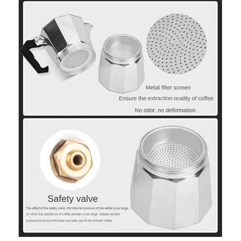 Italian Aluminum Octagonal Mocha Pot 3