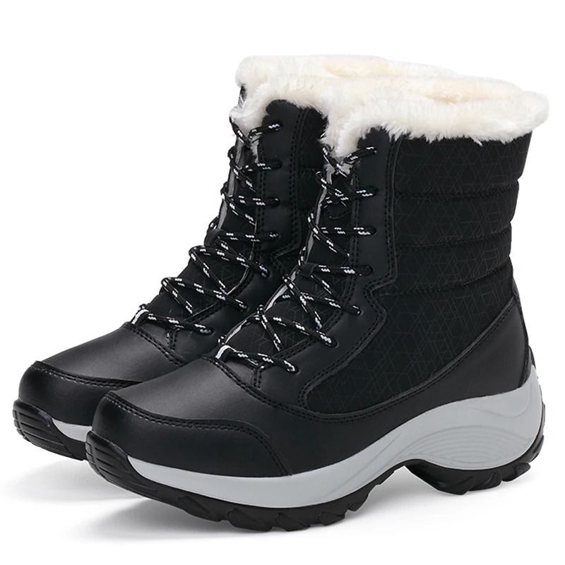 Waterproof Ankle Platform Snow Boots With Warm Fur Lining 7