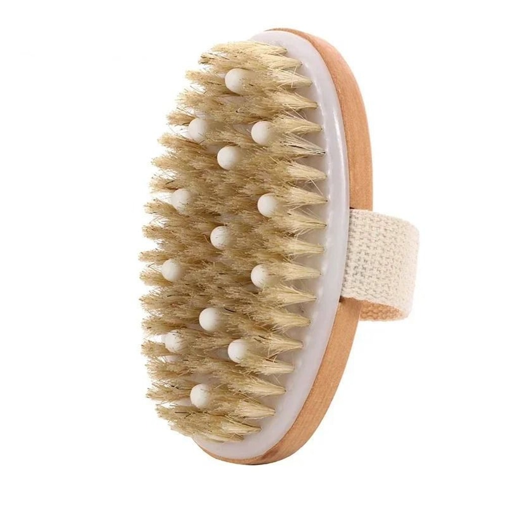 2 In 1 Natural Bristle Dry Skin Body Massage Brush 9