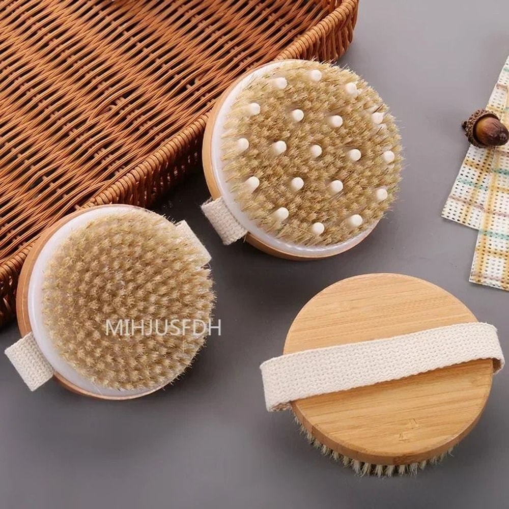 2 In 1 Natural Bristle Dry Skin Body Massage Brush 2
