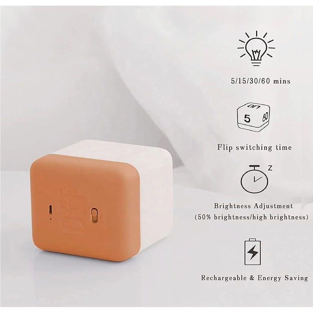 Cube LED Flip Timer Night Light 2