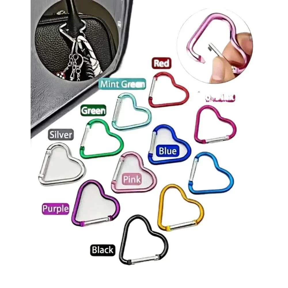 5Piece HeartShaped Metal Carabiner Keychain Set 0