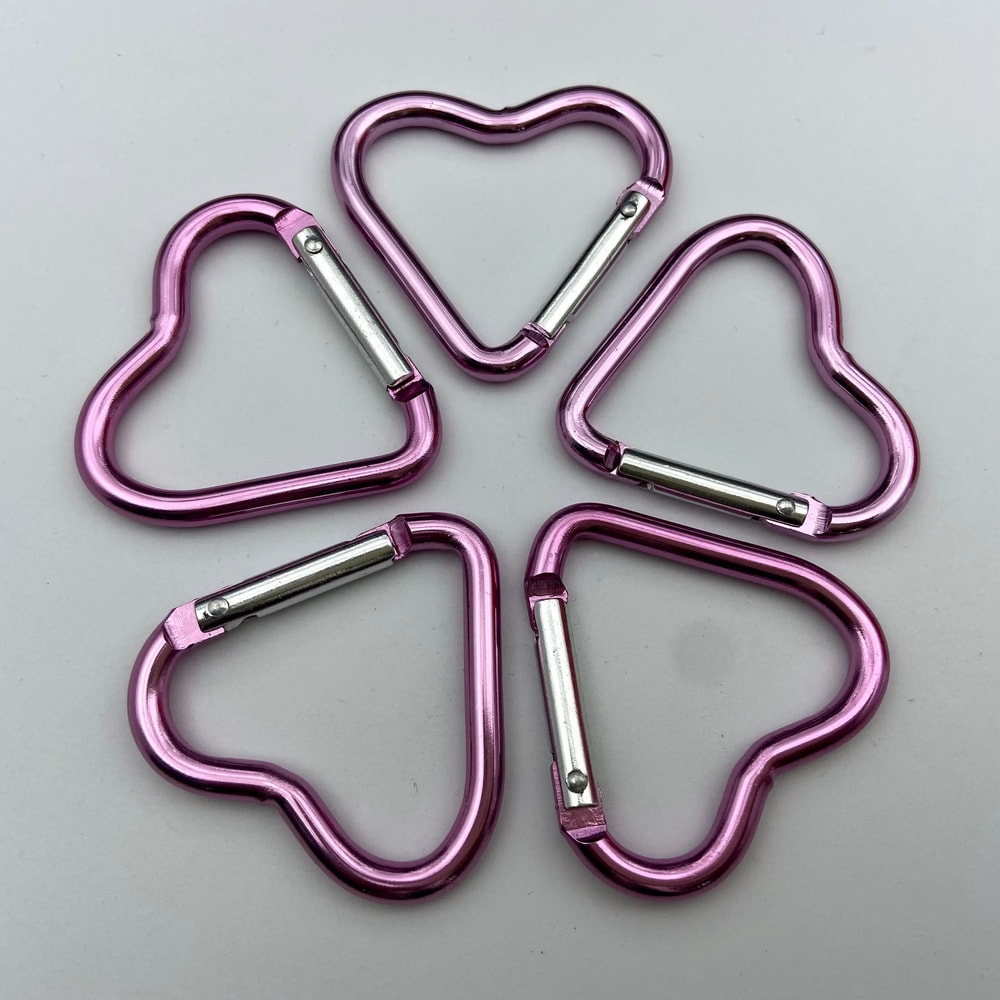 5Piece HeartShaped Metal Carabiner Keychain Set 8