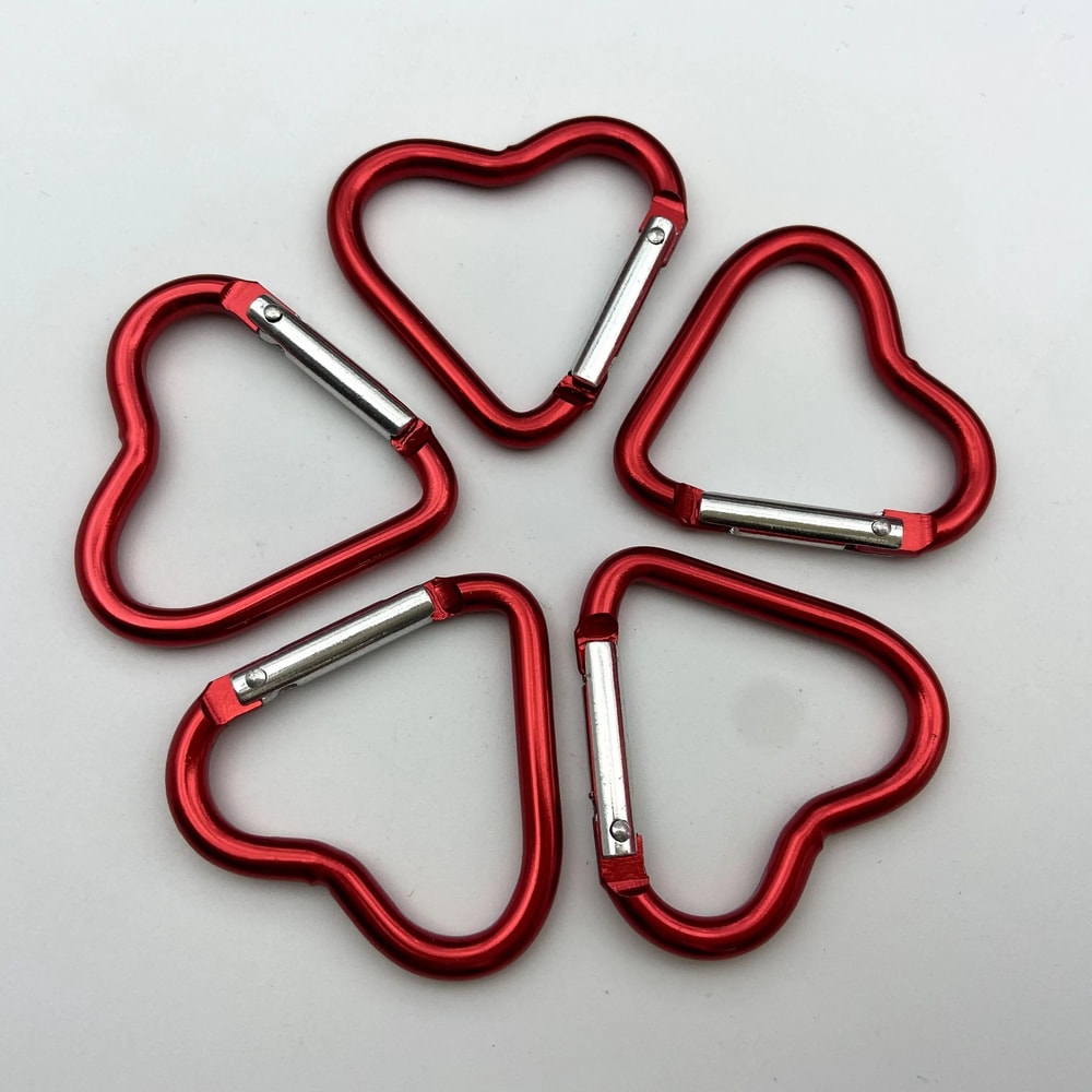 5Piece HeartShaped Metal Carabiner Keychain Set 11
