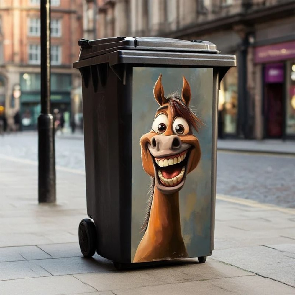 Funny Cartoon Horse Trash Can Sticker Decal 5