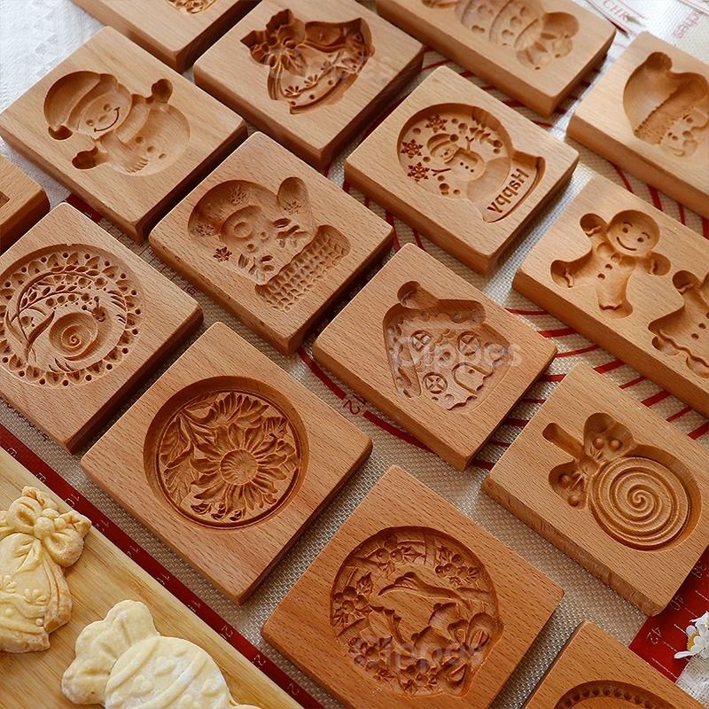 Christmas 3D Engraved Wooden Cookie Mold 1