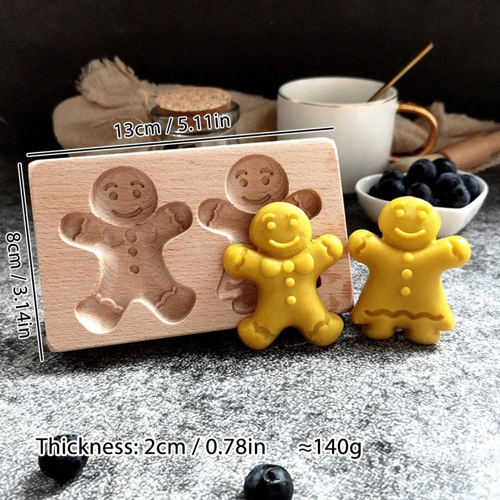 Christmas 3D Engraved Wooden Cookie Mold 12