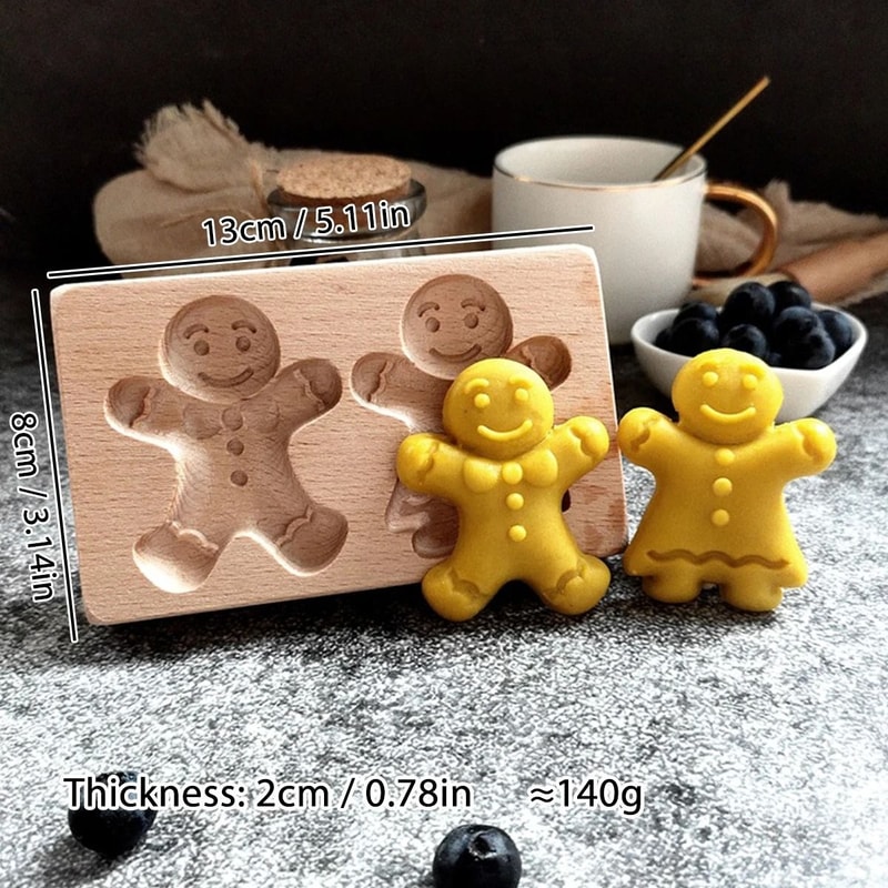 Christmas 3D Engraved Wooden Cookie Mold 12