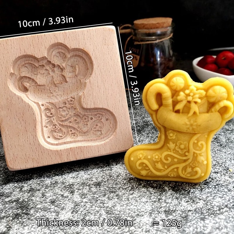 Christmas 3D Engraved Wooden Cookie Mold 8
