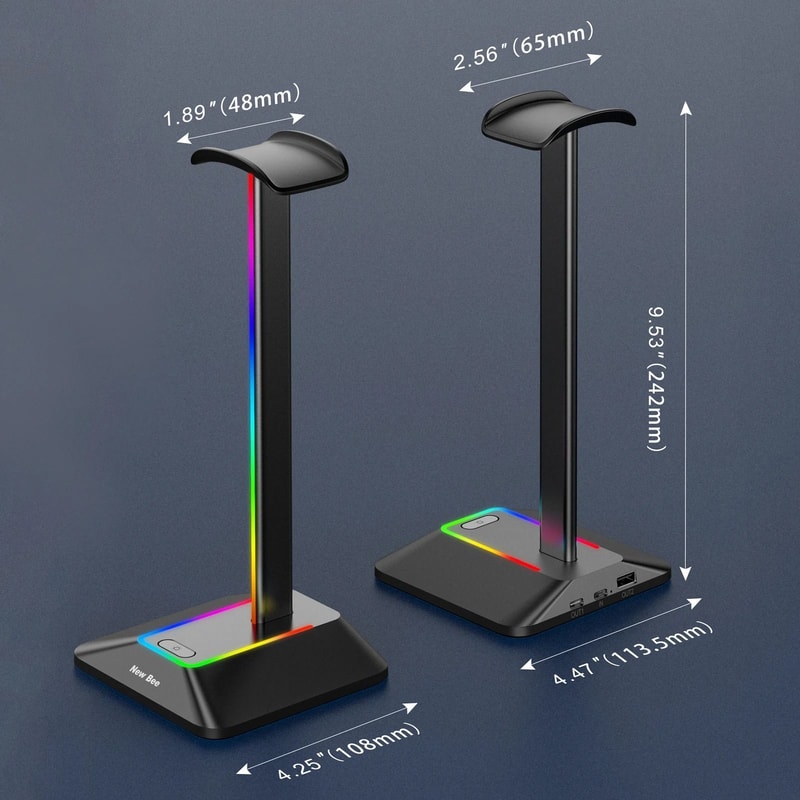 New Bee Z8 RGB Headphones Stand With USB Hub 3