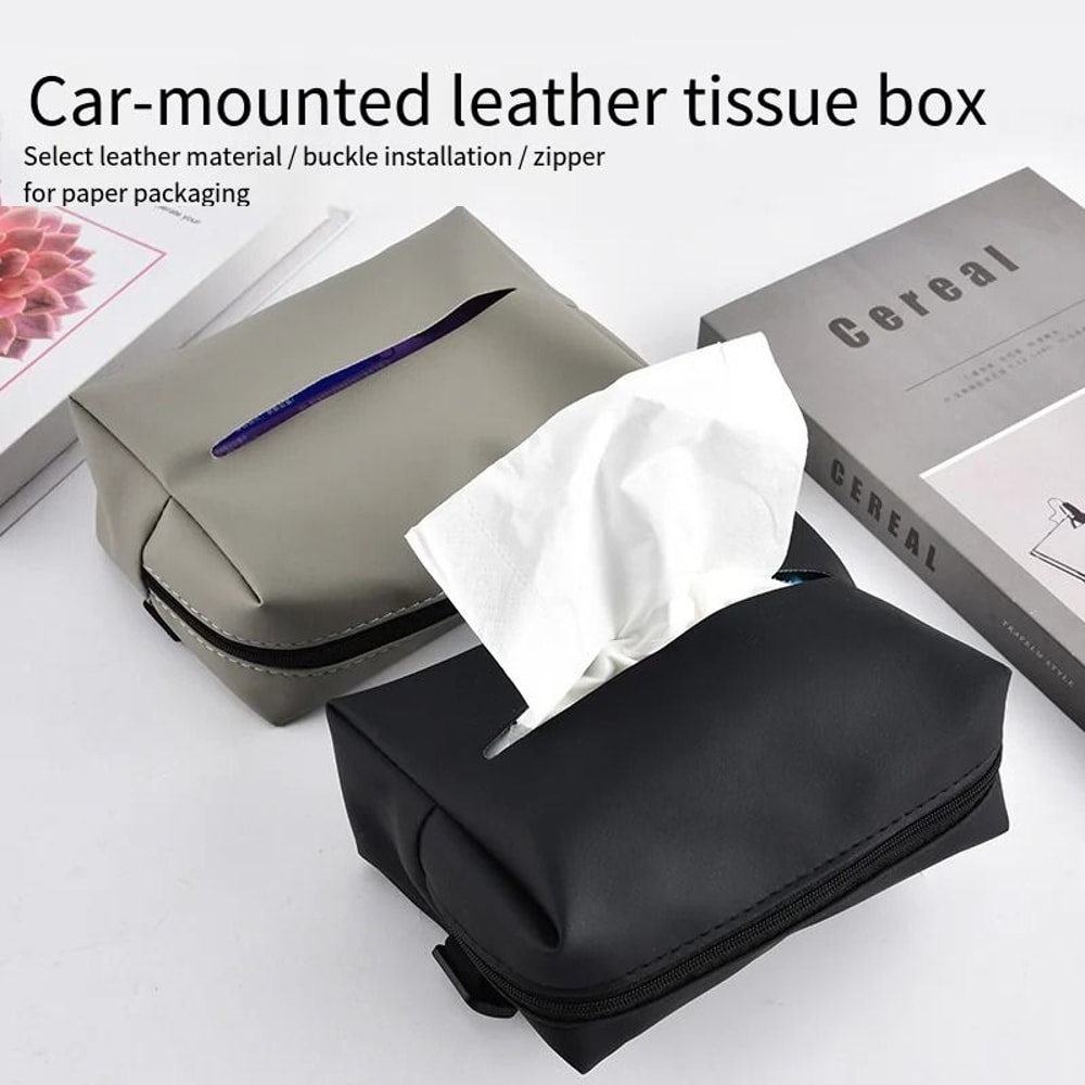 Minimalist Leather Car Armrest Tissue Box 0