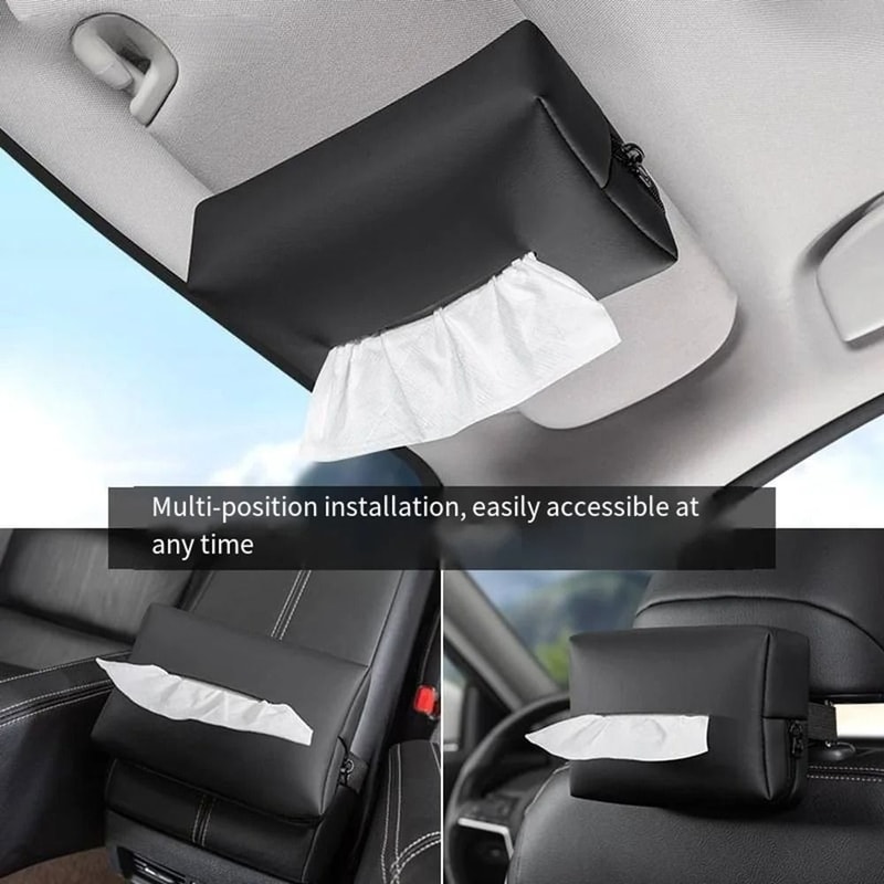 Minimalist Leather Car Armrest Tissue Box 1