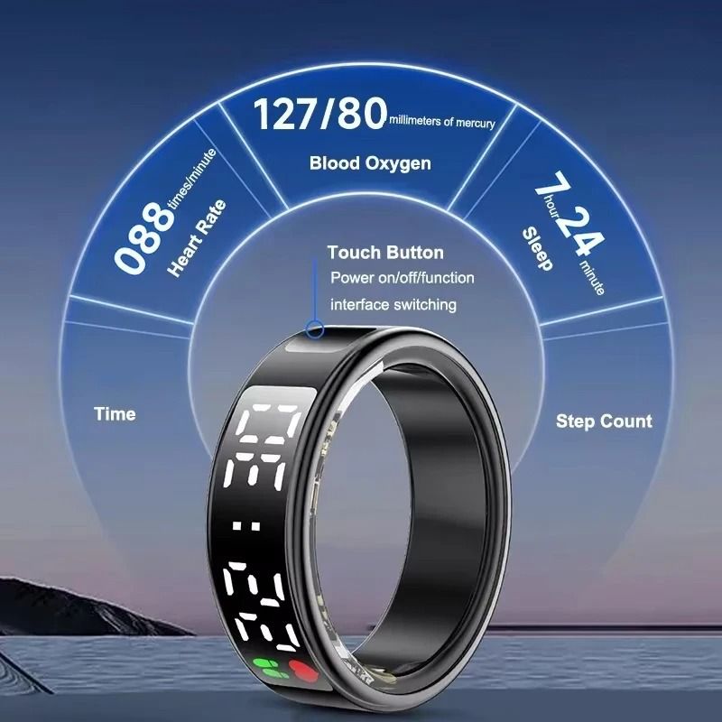 Smart Health And Sleep Monitoring Ring With LED Display 2