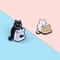 Cute Black And White Cartoon Cat Brooch Set 4