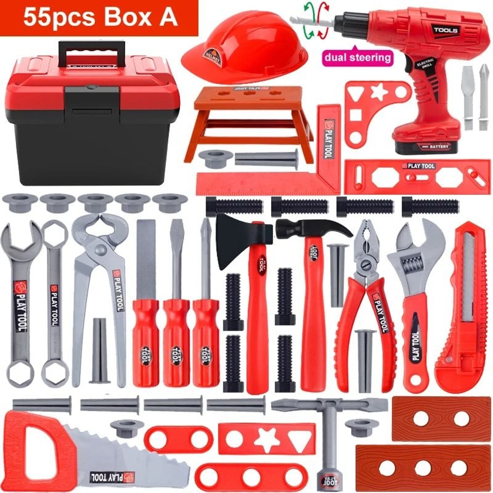 Childrens Construction Tool Set With Electric Toy Drill 11