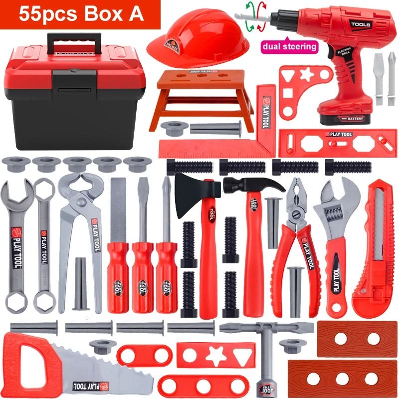 Childrens Construction Tool Set With Electric Toy Drill 11