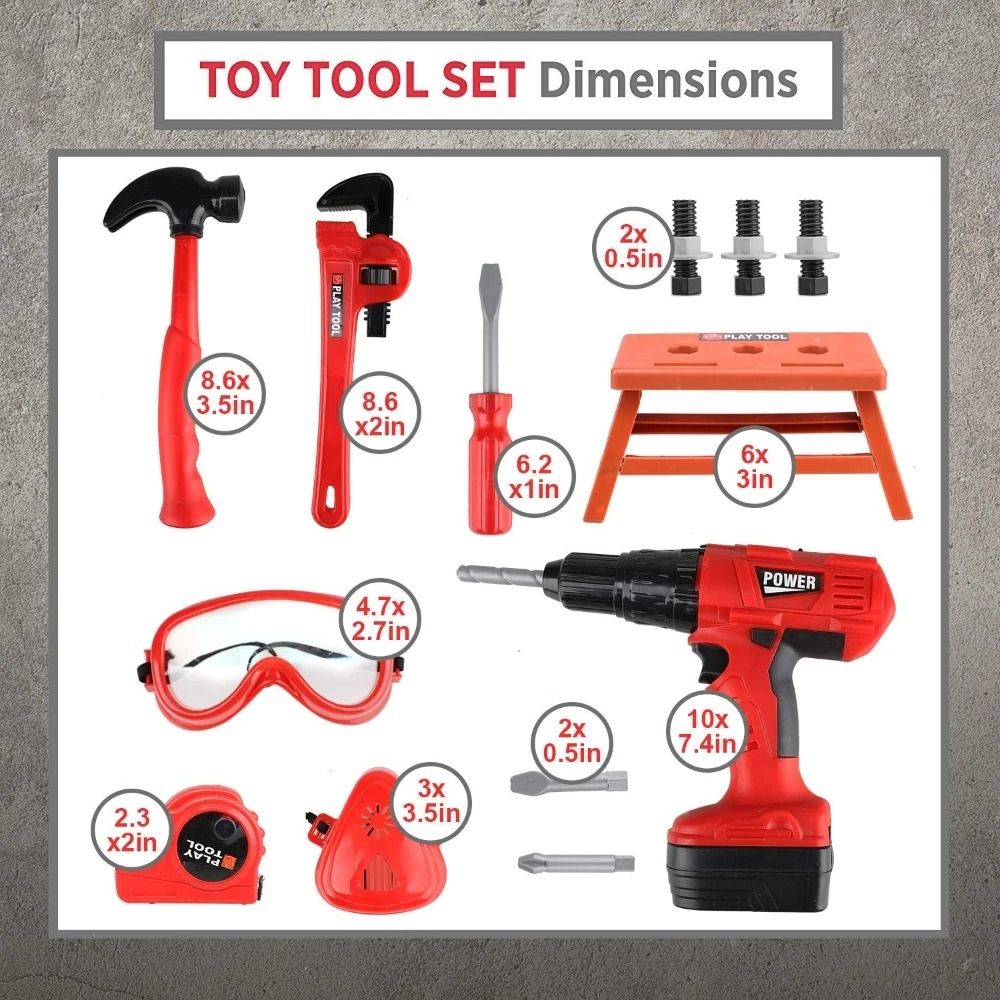 Childrens Construction Tool Set With Electric Toy Drill 3