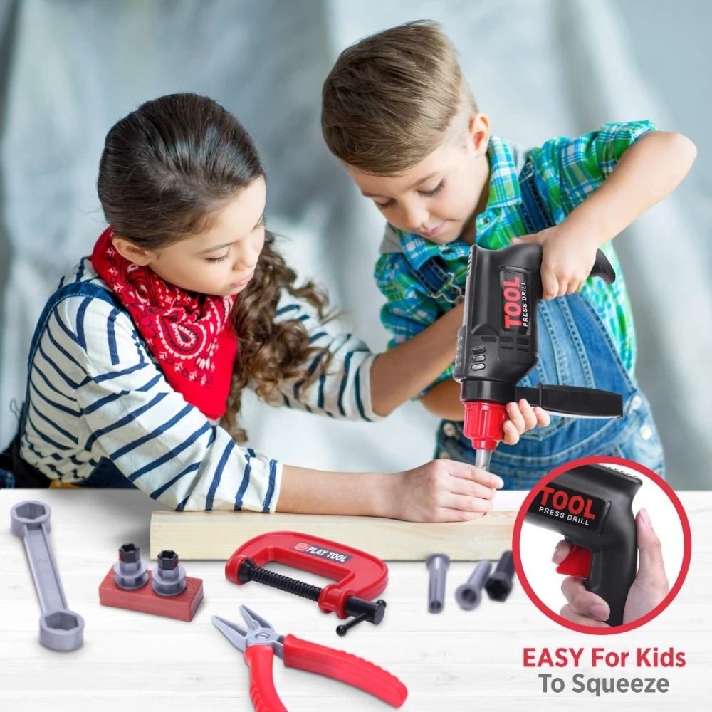 Childrens Construction Tool Set With Electric Toy Drill 5