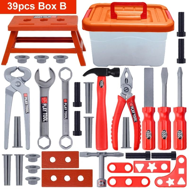 Childrens Construction Tool Set With Electric Toy Drill 7