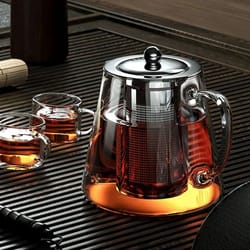 high-capacity heat-resistant glass teapot with infuser