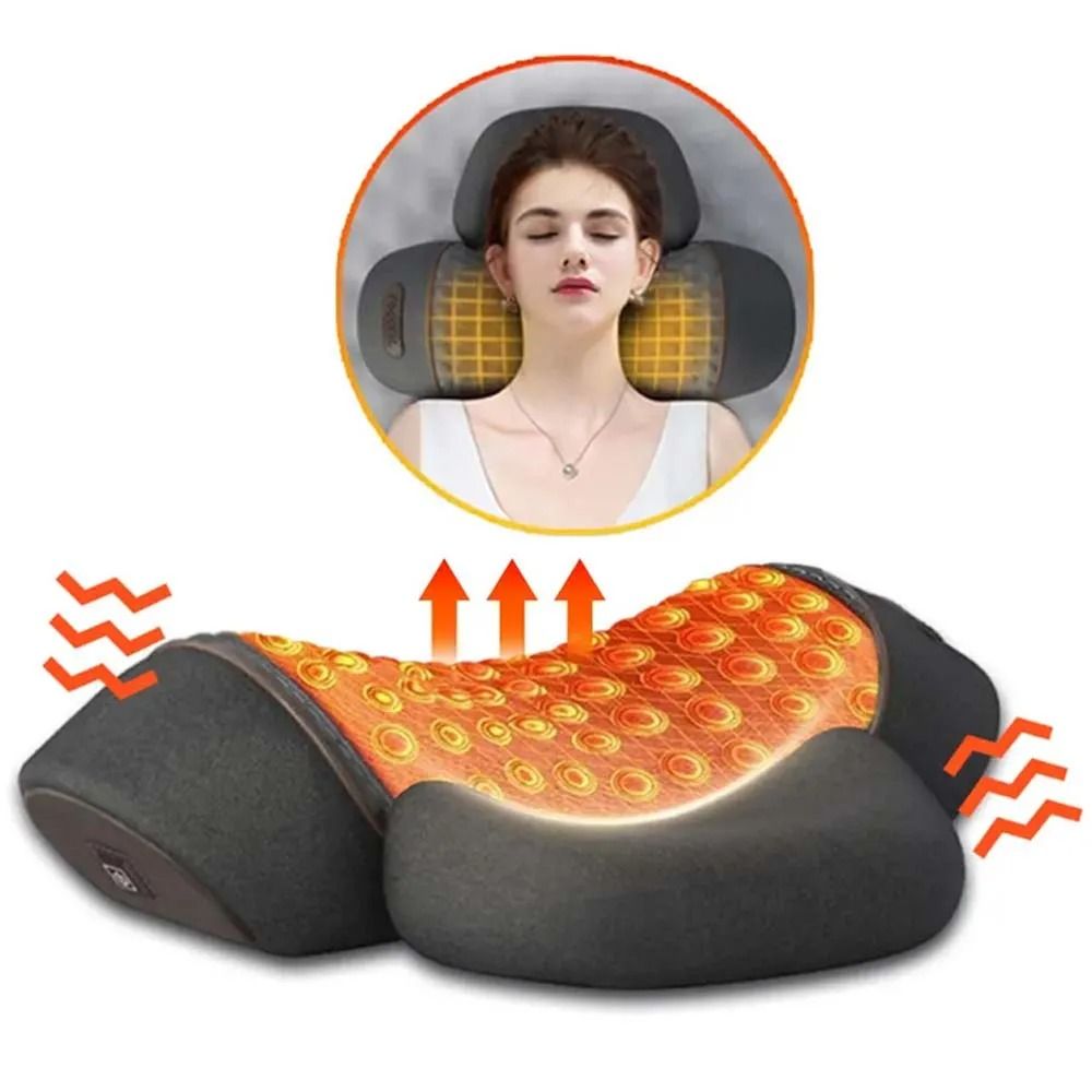 Electric Memory Foam Neck Back Traction Massage Pillow 0