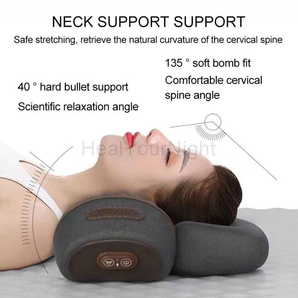 Electric Memory Foam Neck Back Traction Massage Pillow 2