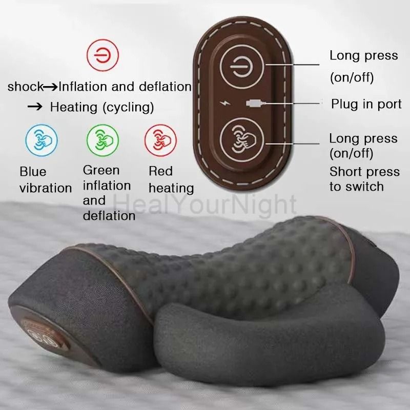 Electric Memory Foam Neck Back Traction Massage Pillow 6