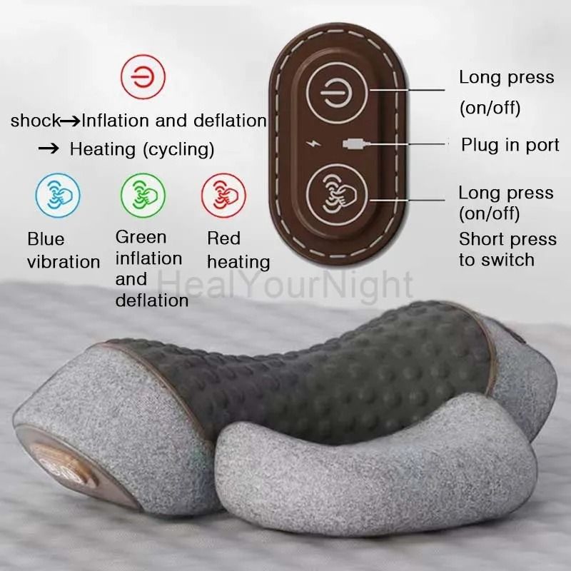 Electric Memory Foam Neck Back Traction Massage Pillow 9