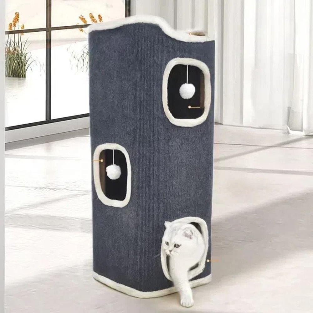 Luxury 3Tiers Covered Cat Bed And Winter Pet Cave 1