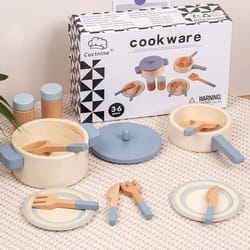 wooden simulation kitchen role play toy set