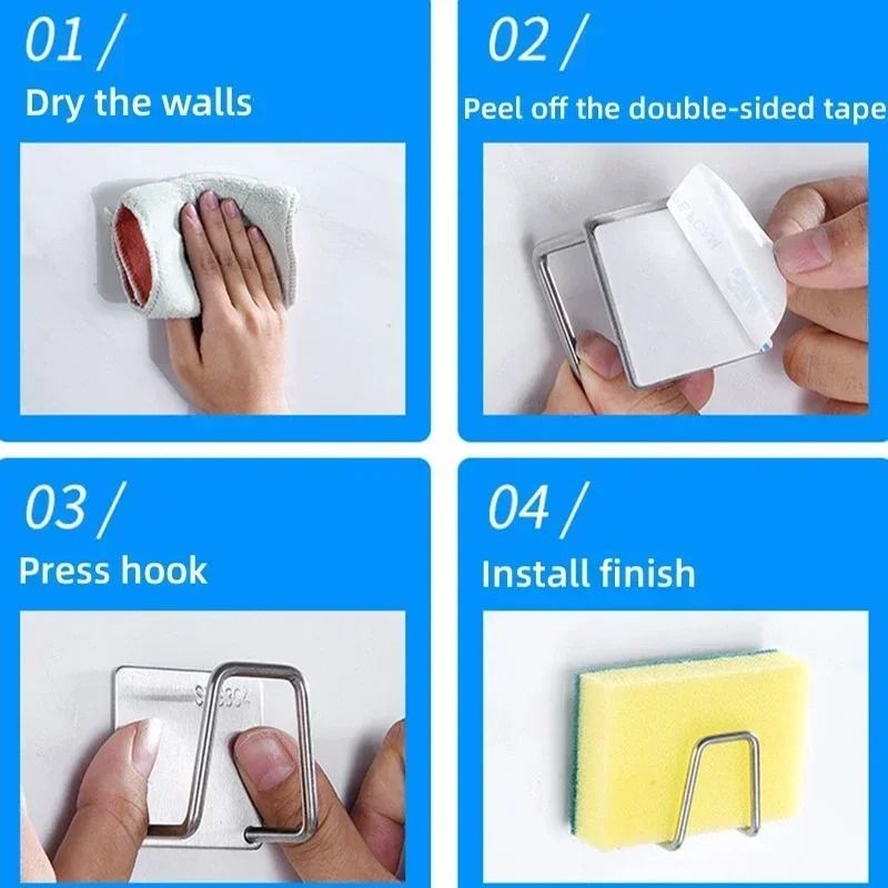 Stainless Steel Kitchen Sponge Sink Drain Drying Rack 4