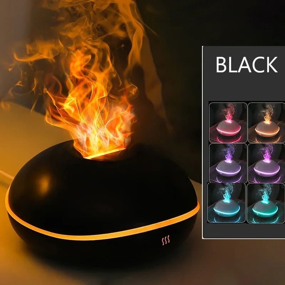 7Color Fire Flame Wood Grain Aromatherapy Diffuser 7