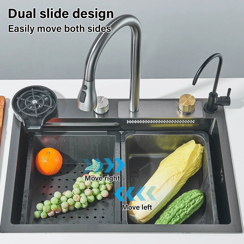304 Stainless Steel Waterfall Kitchen Sink System 2