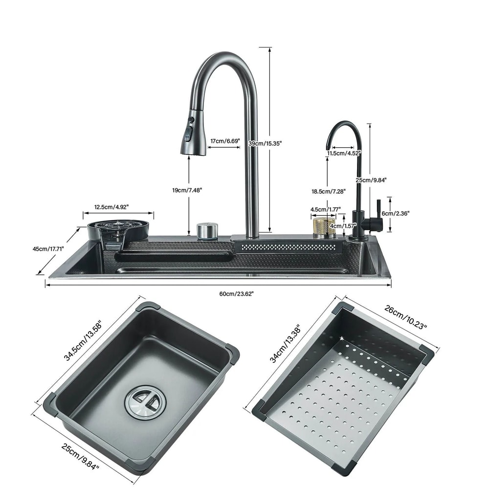 304 Stainless Steel Waterfall Kitchen Sink System 4
