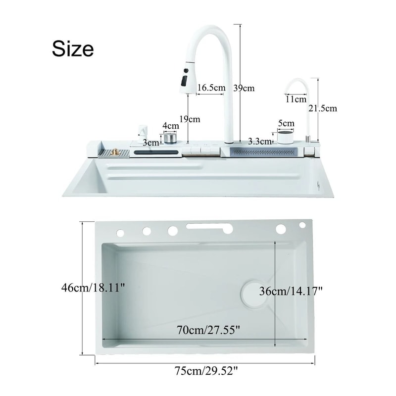 White Nano Stainless Steel Integrated Digital Kitchen Sink 5