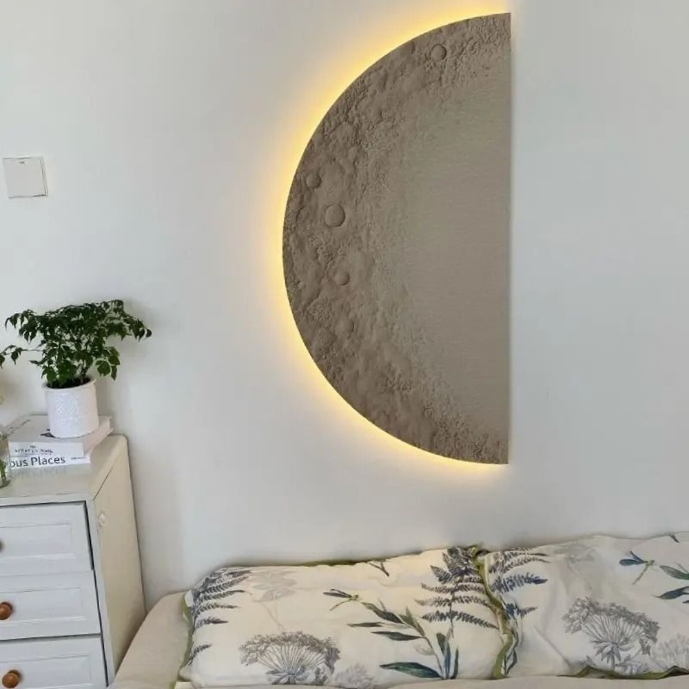 Remote Control Dimming LED Moon Wall Painting Lamp 5