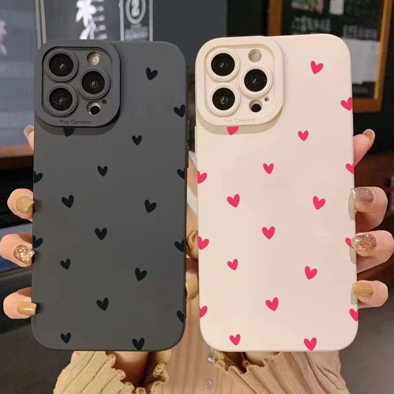 Black Love Heart Shockproof Silicone Phone Case 0