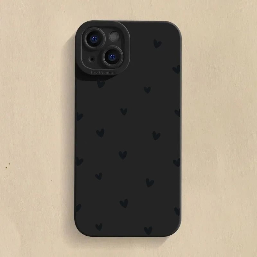 Black Love Heart Shockproof Silicone Phone Case 9