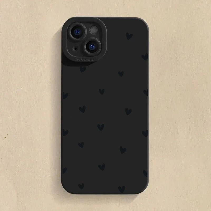 Black Love Heart Shockproof Silicone Phone Case 9