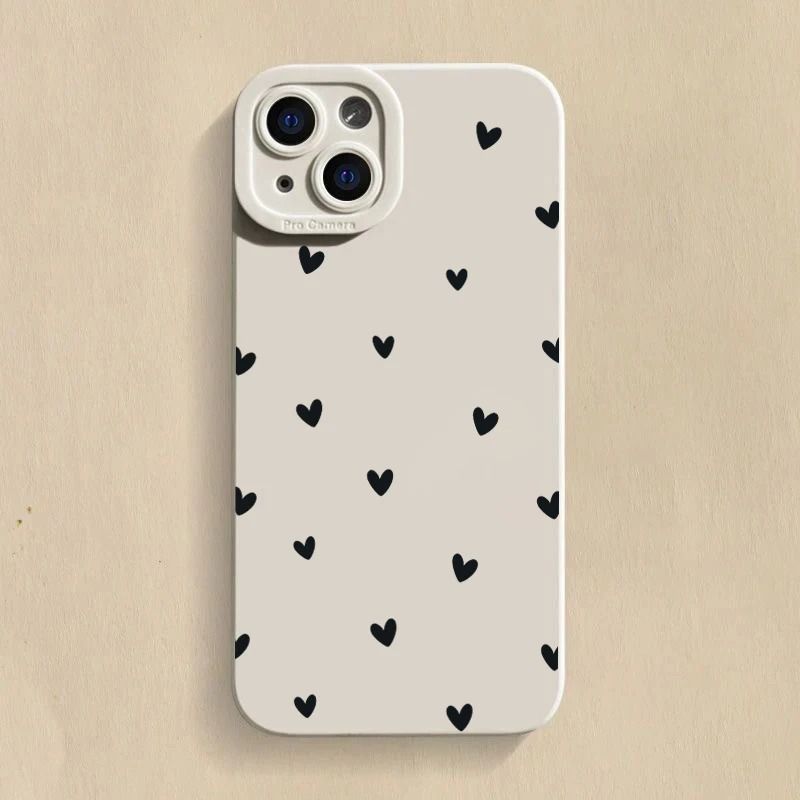 Black Love Heart Shockproof Silicone Phone Case 10