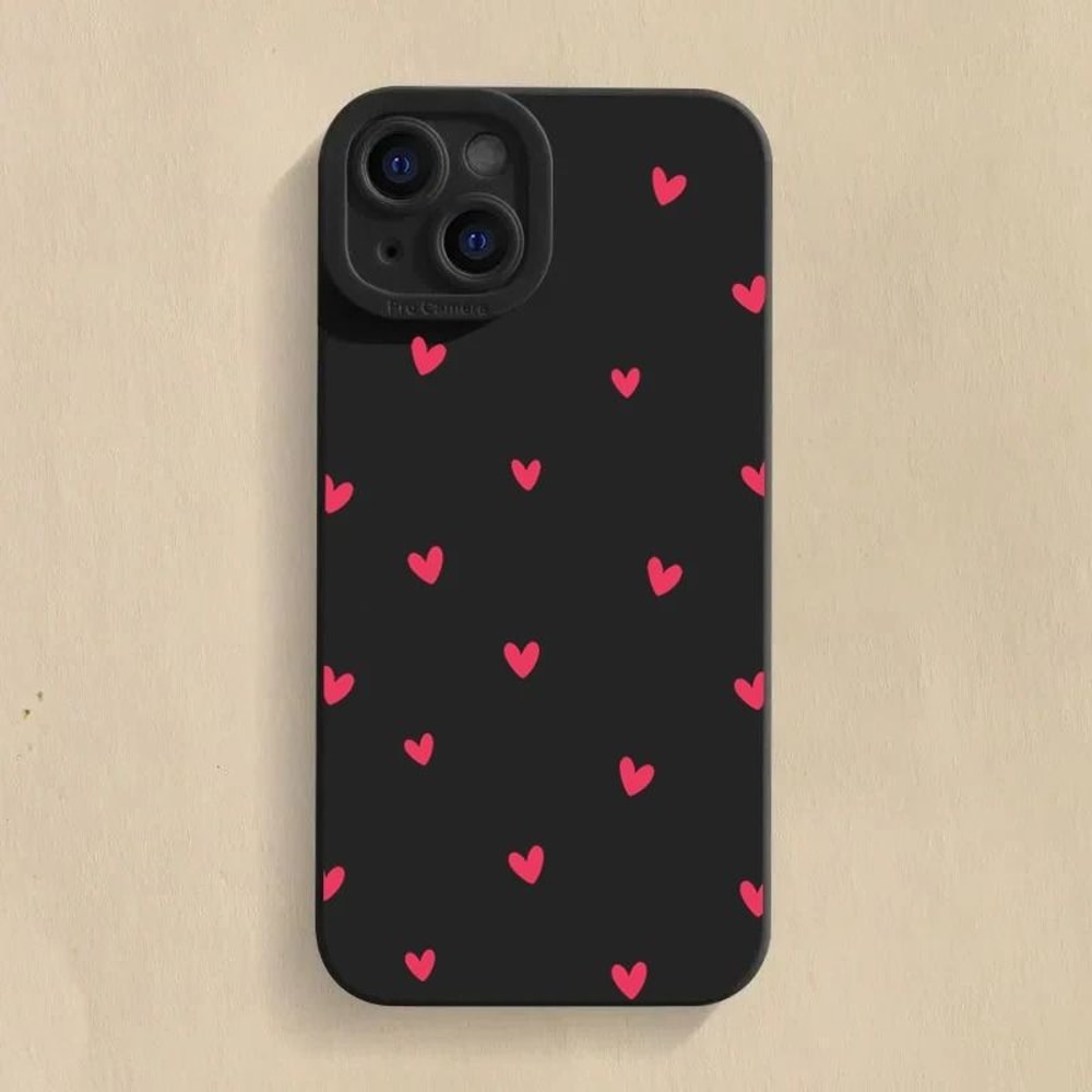 Black Love Heart Shockproof Silicone Phone Case 6